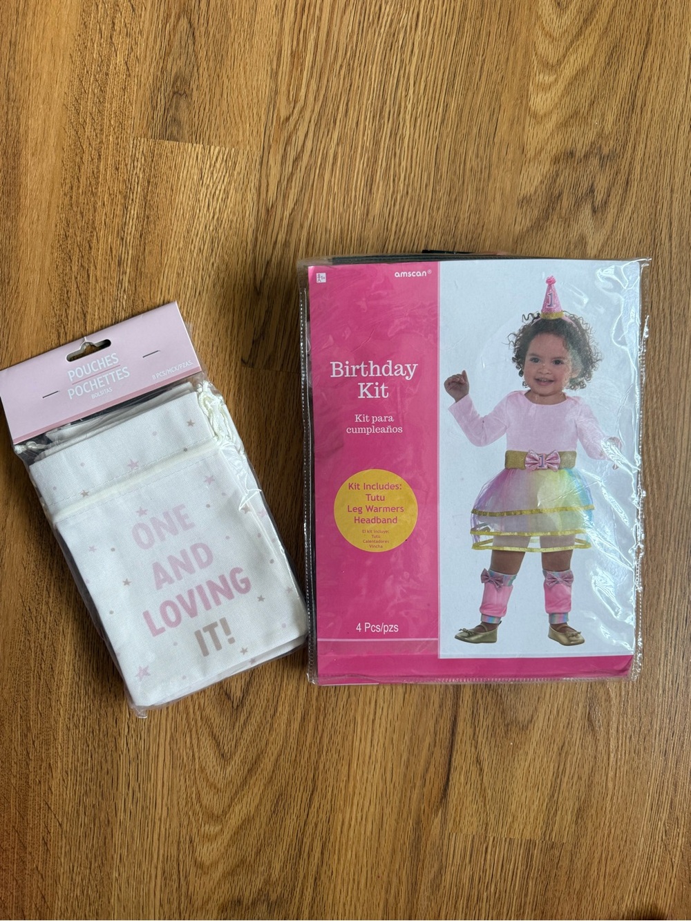 Baby girl 1st Birthday Kit with 'One and Loving It' Pouches